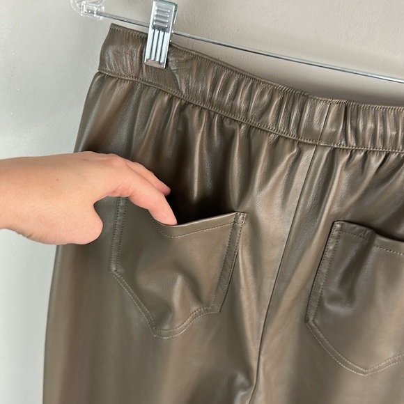 Zara Brown Faux Vegan Leather The Weekend Trouser Pants Size Medium - Picture 15 of 16